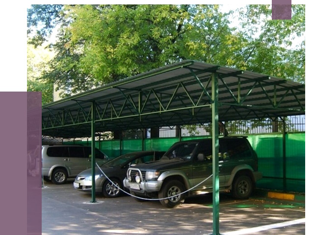 Навесы для парковки в Сарапуле от 81043 руб. заказать | ПРОЛЁТ-Срл