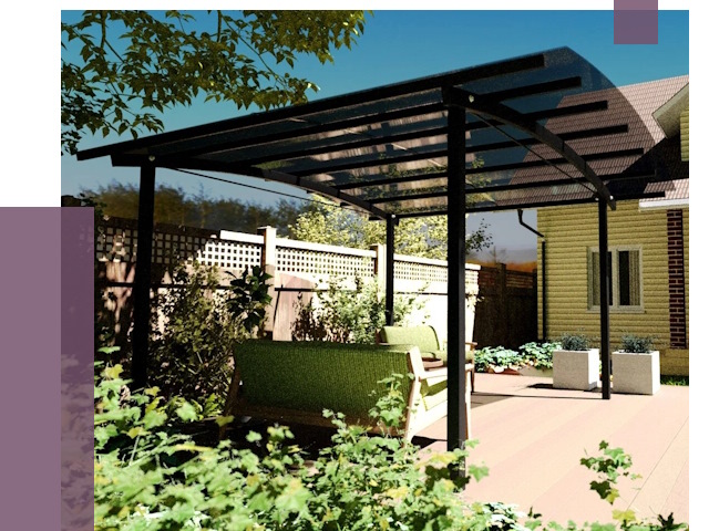 Навесы для террасы в Сарапуле от 13163 руб. под ключ | ПРОЛЁТ-Срл