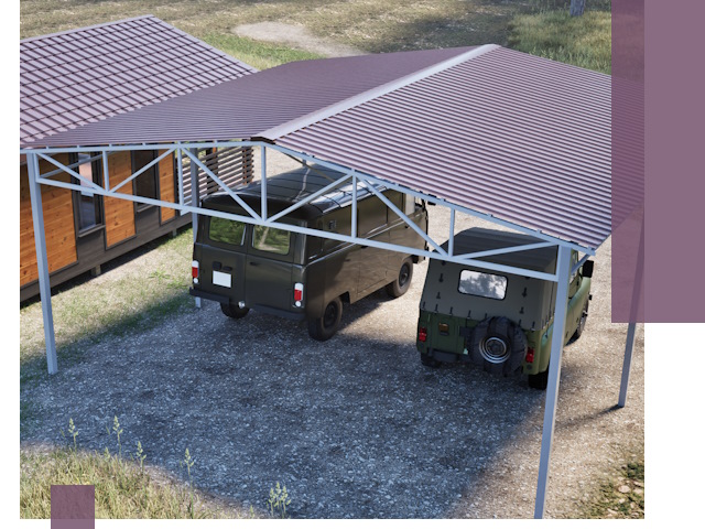 Двускатные навесы под ключ в Сарапуле — изготовление и монтаж