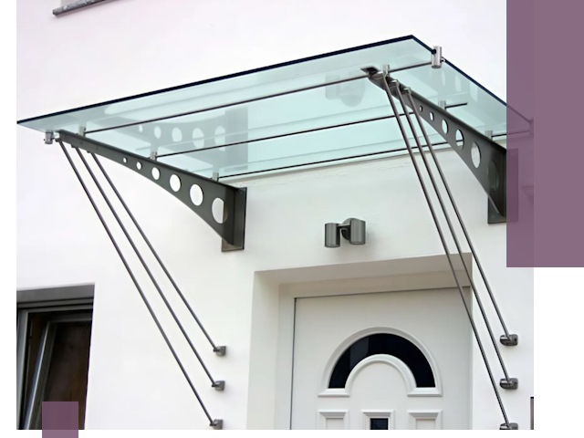 Козырьки над входом под ключ в Сарапуле — изготовление и монтаж